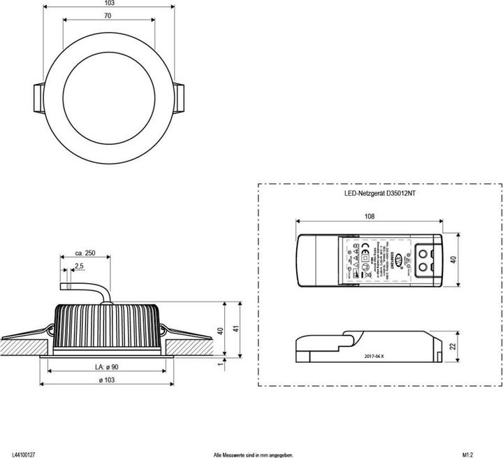 Produktbild EVN-Lichttechnik LED Deckeneinbauleuchte (660 lm, IP44)
