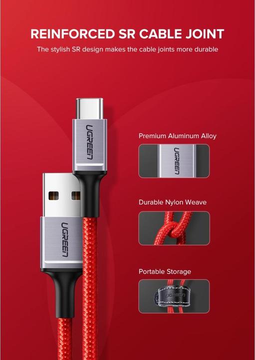 Actual product image Ugreen USB-C Cable 3A QC 3.0 1m (USB 3.0)