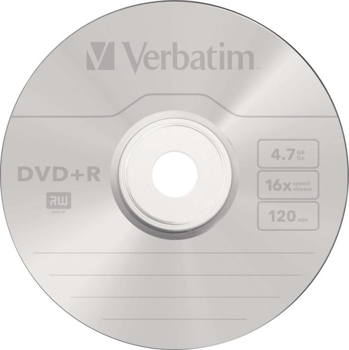 Produktbild Verbatim DVD+R Matt Silver, 4.7GB, 16x, 100er Spindel (100 x)