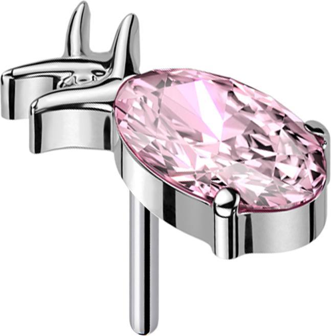 Star Piercing Threadless Ananas silber Kristall pink (Titan G23, ohne Messing)
