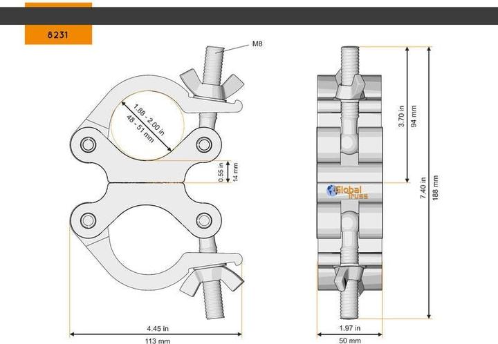 Actual product image Global Truss Swivel Coupler 48-51/50/500kg