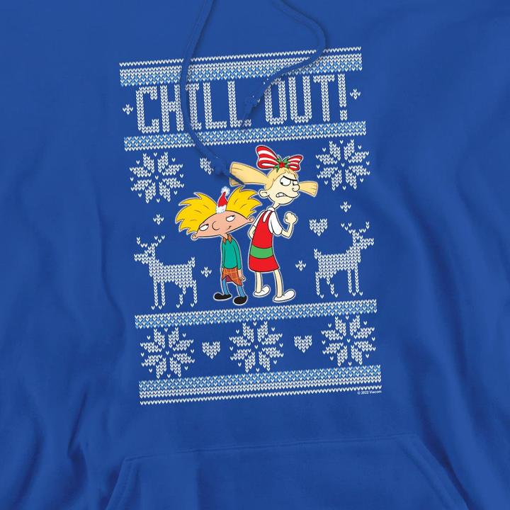 Immagine prodotto Hey Arnold! Chill Out Felpa con Cappuccio Arnold e Helga Maglione di Natale Uomo (XL)