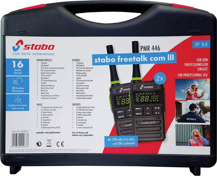 Produktbild Stabo freetalk com III Funkkoffer 20263 PMR-Handfunkgerät 2er Set