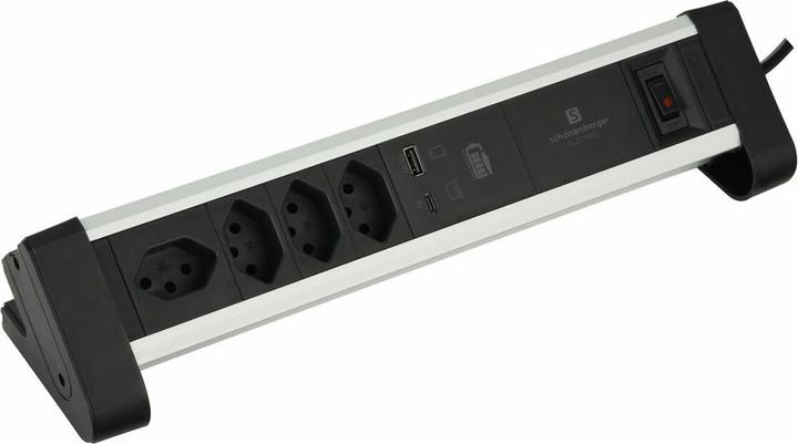 Actual product image Schönenberger Alu Office Line (4 x, Type 13, USB-A, 2 m)