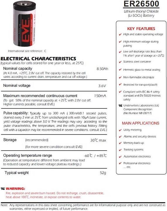 Produktbild Eve Batterie Batterie ER26500, C Size Bobbin ER 26500 (1 Stk., C, 9000 mAh)