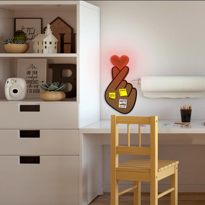 Actual product image Locomocean LED Cork Pinboard - Finger Heart (Bulletin board)
