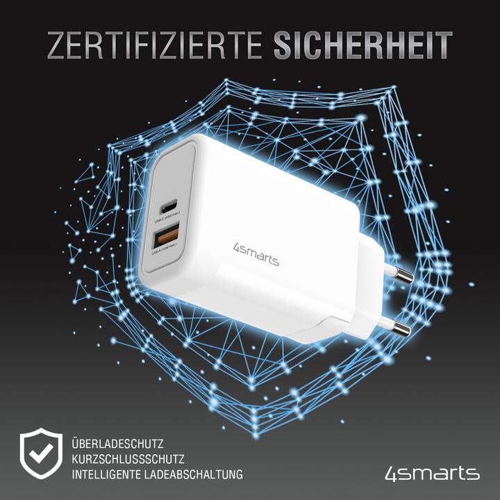 Actual product image 4smarts USB Wall Charger VoltPlug PD+QC 45W GaN USB-C / USB-C White (45 W)