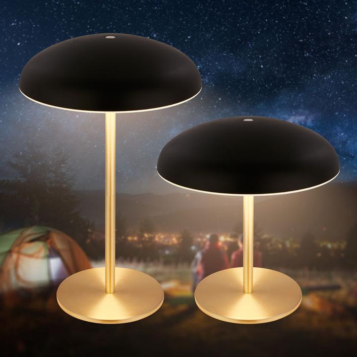 Produktbild Briloner Brilo unplugged CAXA Akku LED Tischleuchte - Schwarz, Messing gebürstet (300 lm)
