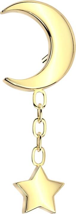 Star Piercing Threadless Mond vergoldet Anhänger Kette mit Stern (ohne Messing, Titan G23)