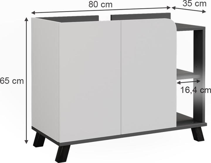 Immagine prodotto Vichy Waschbeckenunterschrank Karen, Anthrazit/Weiss, 80 x 65 cm mit 2 Türen