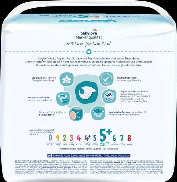 Actual product image dm babylove Premium-Windeln (Size 5+, Pack, 34 Piece)