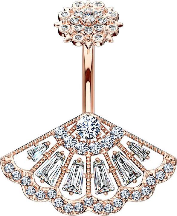 Star Piercing Banane Innengewinde rosegold Vintage (Messing, Chirurgenstahl 316L)