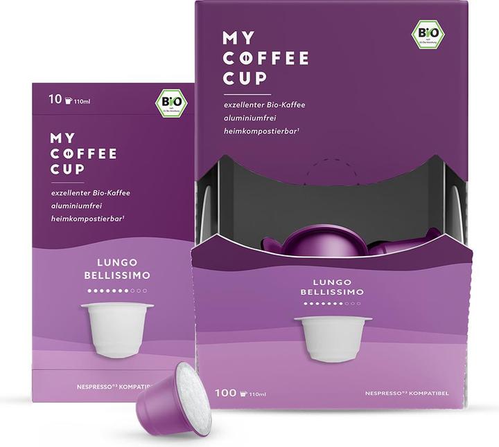 Produktbild My-Cups Kaffeekapseln Mega Box Bio Lungo Bellissimo 100 Stück (100 x Port.)