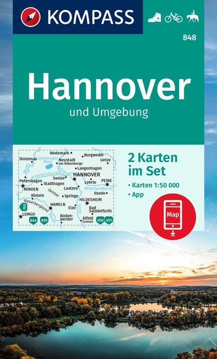 Produktbild KOMPASS Wanderkarte 848 Hannover u. Umg