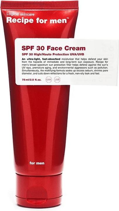 Recipe for men Feuchtigkeitscreme (SPF 30) (Sonnencreme Gesicht, SPF 30, 75 ml, 103 g)
