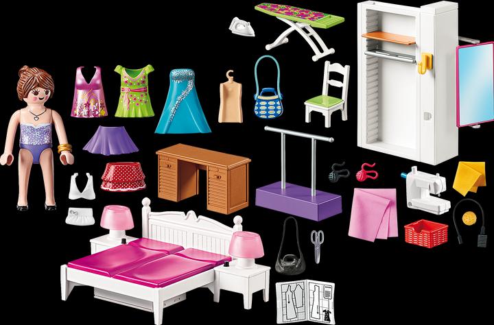 Actual product image Playmobil Bedroom with sewing corner (70208, Playmobil Dollhouse)