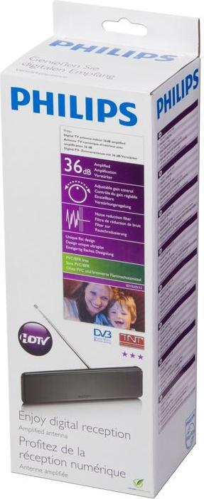 Image du produit Philips Antenne intérieure plate DVB-T (Antenne plate, Antenne d'intérieur, 38 dB, DVB-T / -T2, UKW / MW / LW)