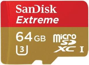 Actual product image SanDisk Extreme microSDXC with adapter (64 GB, microSDXC, U3, UHS-I)