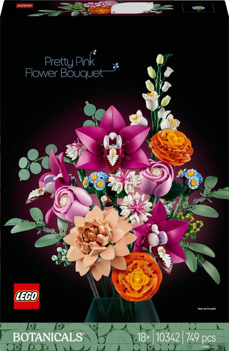 LEGO Schöner Rosafarbener Blumenstrauss (10342, LEGO Botanical, LEGO Icons)