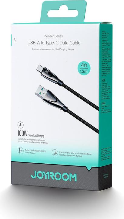 Produktbild Joyroom Cable Pioneer 100W USB to USB C SA31-AC6 / 100W / 1,2m (black) (1.20 m, 100 W)