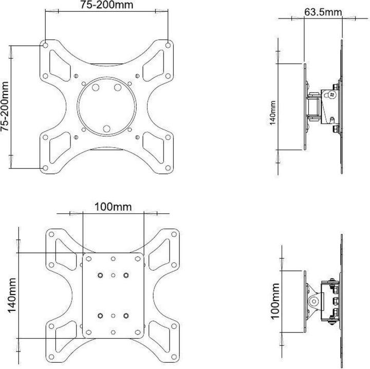 Immagine prodotto Techly Supporto a parete inclinabile (Muro, 37", 25 kg)