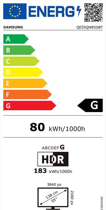 Energy Label Samsung QE55QN85D (55", QN85D, NeoQLED, 4K, 2024)