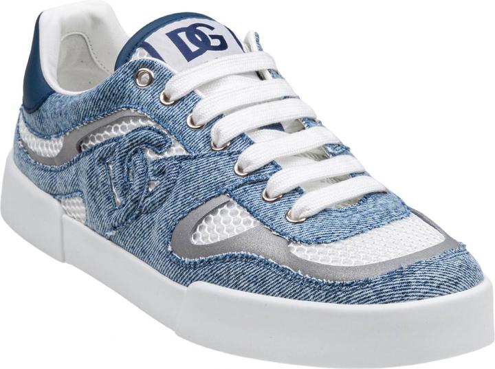 Actual product image Dolce & Gabbana portofino strobel light sneakers in technical mesh denime white and jeans (45)