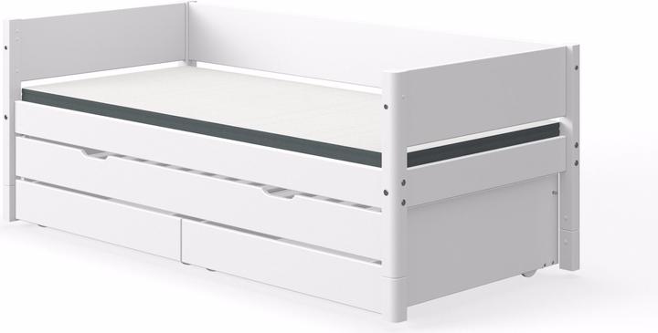 Flexa Bett White mit Ausziehbett und 2 Schubkasten (90 x 200 cm)