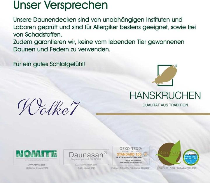 Produktbild Hanskruchen Wolke 7 (960 g, 155 x 200 cm)