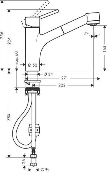 Actual product image hansgrohe Low-pressure mixer with hand shower Talis S glossy chrome 32842000