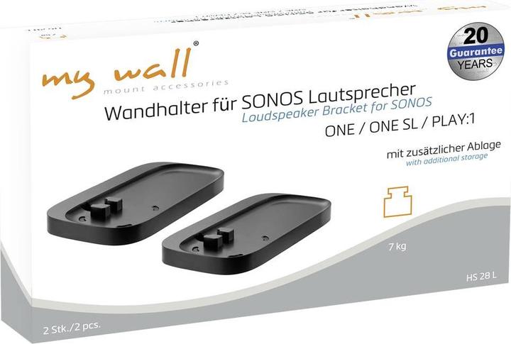 Actual product image myWall 2 wall brackets for SONOS ONE / ONE SL / PLAY:1 speakers (Set, Wall installation)