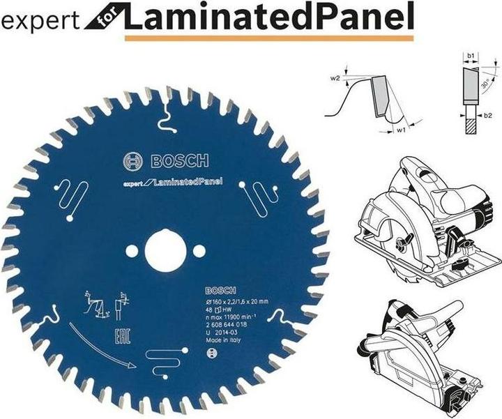 Produktbild Bosch Professional Zubehör Kreissägeblatt Expert for Laminated Panel, 160 x 20 x 2,2 mm, 48