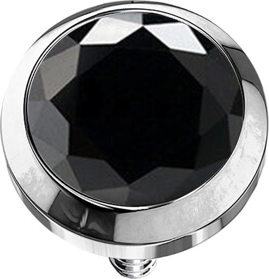 Image du produit Star Piercing Dermal Anchor argenté avec cristal noir (sans laiton, Titane G23)