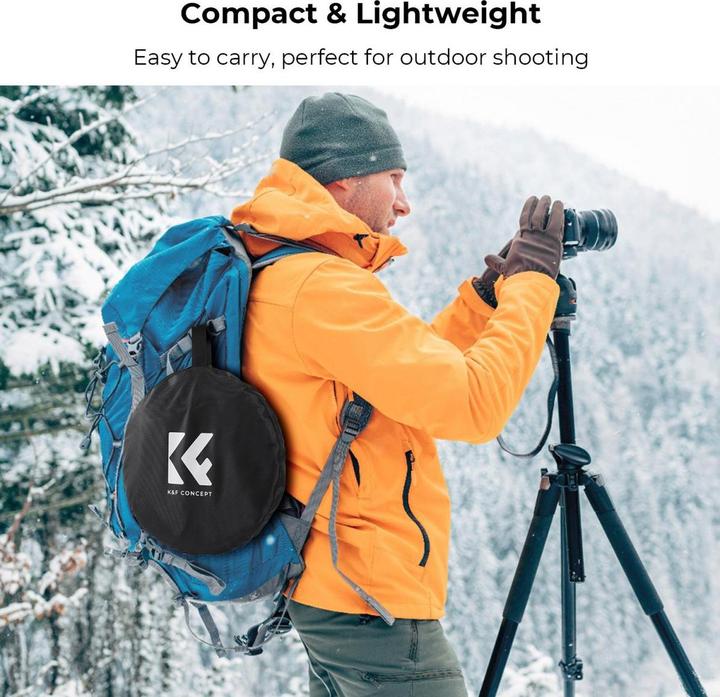 Image du produit K&F Concept Réflecteur circulaire 5 en 1 pour la photographie 107cm avec poignée Gold Sliver Black White (110 cm)