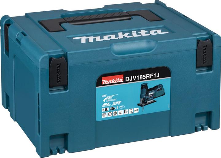 Actual product image Makita DJV 185 RF1J Battery Pendulum Hoist Jigsaw 18 V Brushless + 1x Battery 3,0 Ah + Charger + Makpac