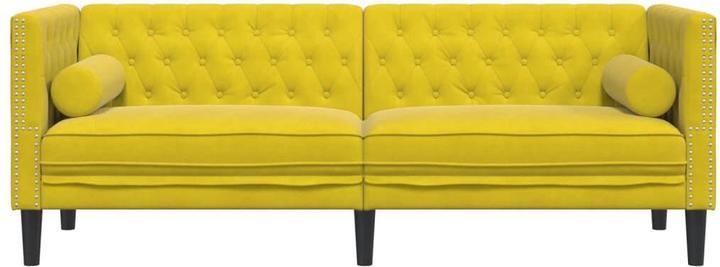 Actual product image VidaXL Chesterfield sofa bolsters 3-seater couch upholstered sofa yellow velvet (Chesterfield)