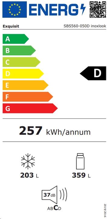 Energie-Label Exquisit SBS560050D inoxlook Side by SideNo Frost, D (562 l)
