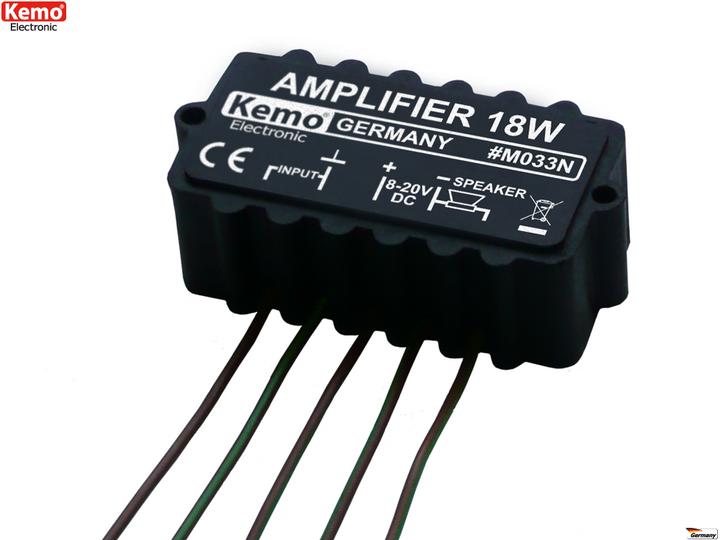 Produktbild Kemo M033N Amplificatore mono Componente sfuso 9 V/DC, 12 V/DC, 18 V/DC, 20 V/DC 18 W (Kopfhörerverstärker)