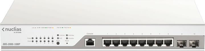 D-Link Switch 8G 2SFP PoE 130w Nucli 8x10/100/1000 2xSFP PoE Nuclias (10 Ports)