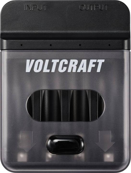 Voltcraft VC-BC4-PB1 2in1 Ladegerät & Powerbank (1 Stk., AAA, AA, 500 mAh, Ladegerät ohne Akku)