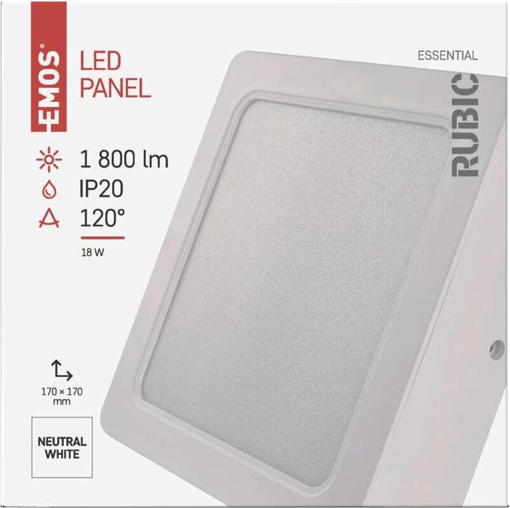 Produktbild Emos LED-Anbauleuchte RUBIC, quadratisch, weiss, 18W, neutralweiss (1800 lm)