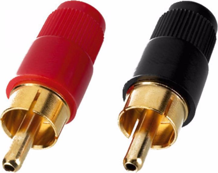 Produktbild Monacor Cinch-Stecker-Paar Gold Kabeleinlass 5.5mm