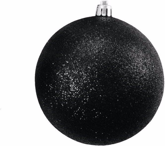 Europalms Dekokugel 10cm, schwarz, glitzer 4x (4 -teilig)