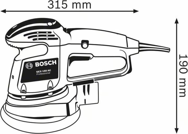 Actual product image Bosch Professional Random orbital sander GEX 34-150, sanding disc, 1 x paper dust bag, 1 x dust extraction pad. (Eccentric grinder, 340 W)