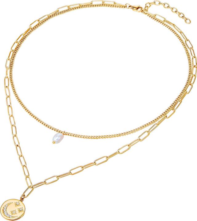 Image du produit Valero Pearls Femme Acier inoxydable Preciosa Perle de culture d'eau douce or jaune 38,0/43,0 cm Chaîne de base + (Acier inoxydable, 38 cm)