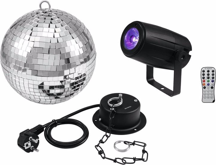 Produktbild Eurolite Set Spiegelkugel + LED PST-5 QCL Spot sw (20 cm)