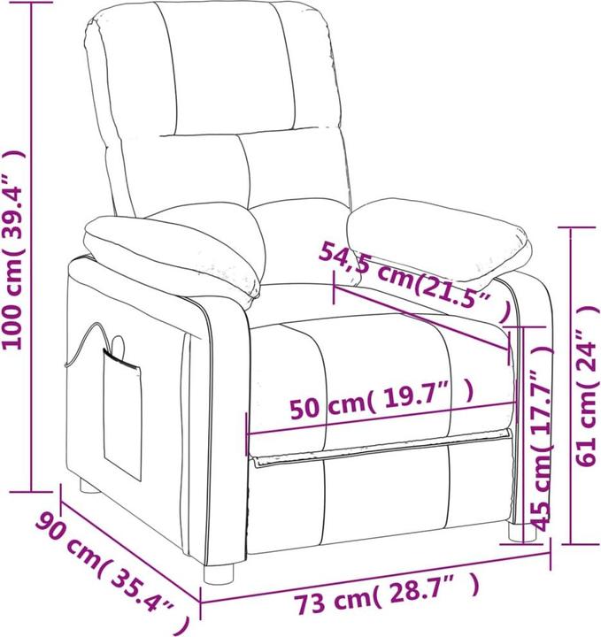 Image du produit VidaXL Fauteuil de massage Fauteuil de télévision Fauteuil de relaxation Tissu vert foncé