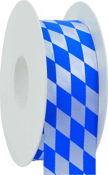 Goldina Loy Zier Acetatband - 40 mm x 25 m, Raute, weiss/blau (Geschenkband, 1 x)