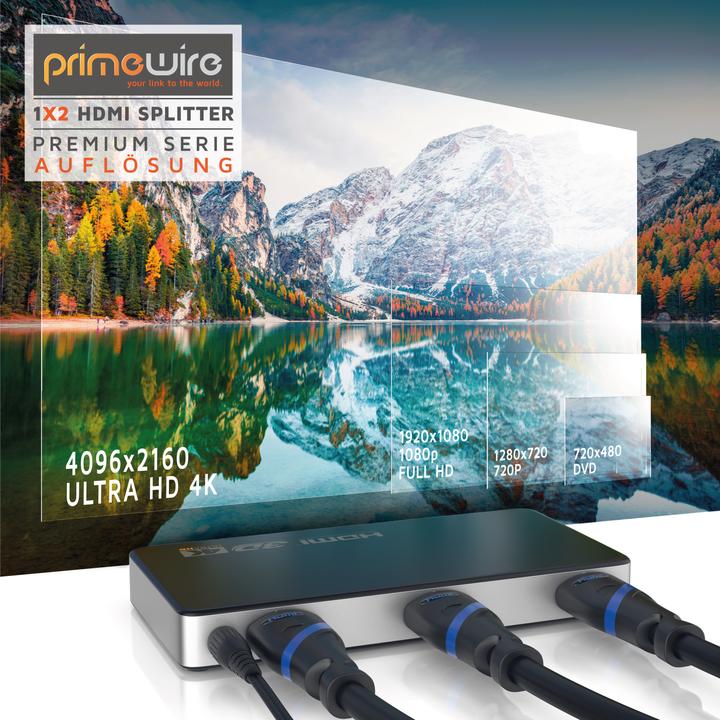 Produktbild Primewire HDMI Splitter, Umschalter, Verteiler 4K UHD 2160p 4K 30Hz, Full HD, CEC, HDCP, 3D Ready, Deep Color
