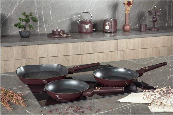 Produktbild BerlingerHaus Design-Pfannen-Set, inkl. 2 Bratpfannen und 1 Grillpfanne, Ã˜ 20/24/28cm, bordeaux (28 cm, Pfannenset + Topfset, Aluminium)